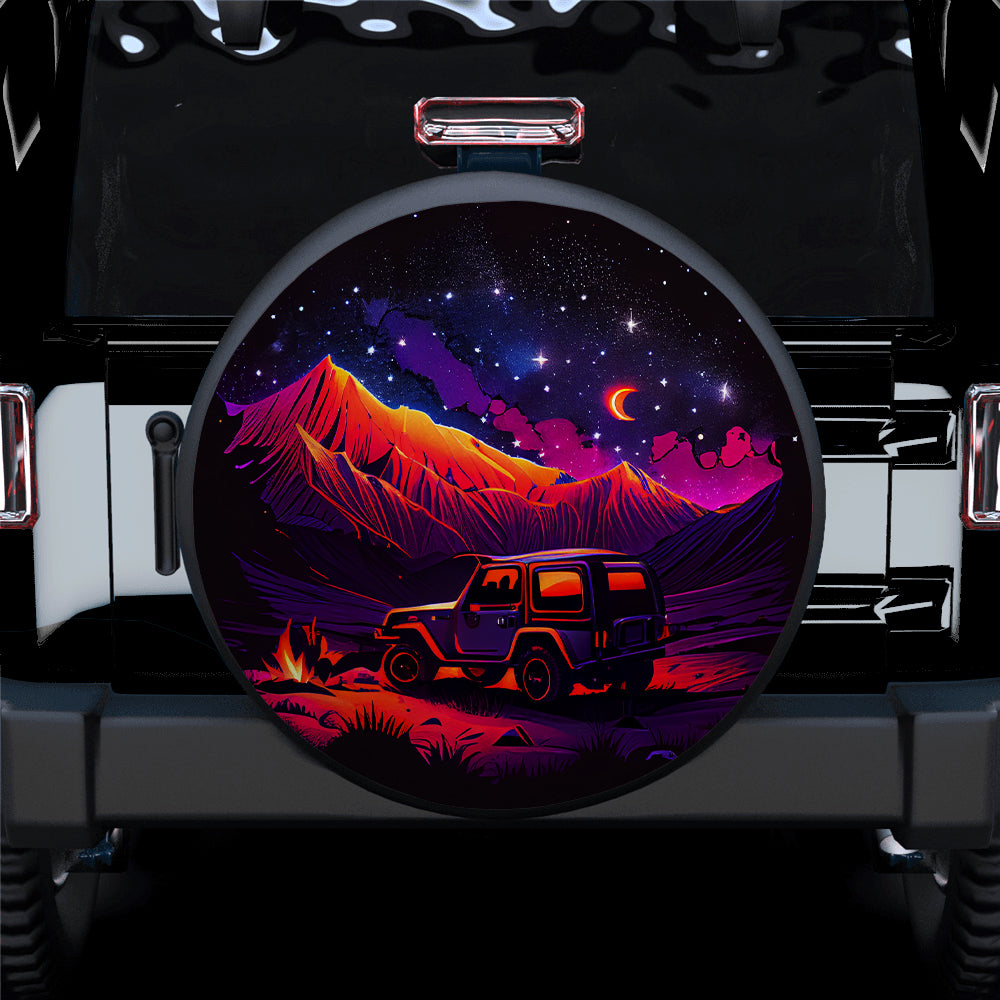 Jeep Night Sky Star Mountains Spare Tire Cover for Campers Gift