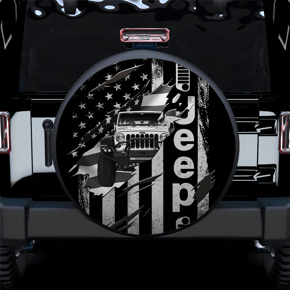 Jeep US Flag Spare Tire Covers for Campers and Outdoor Enthusiasts