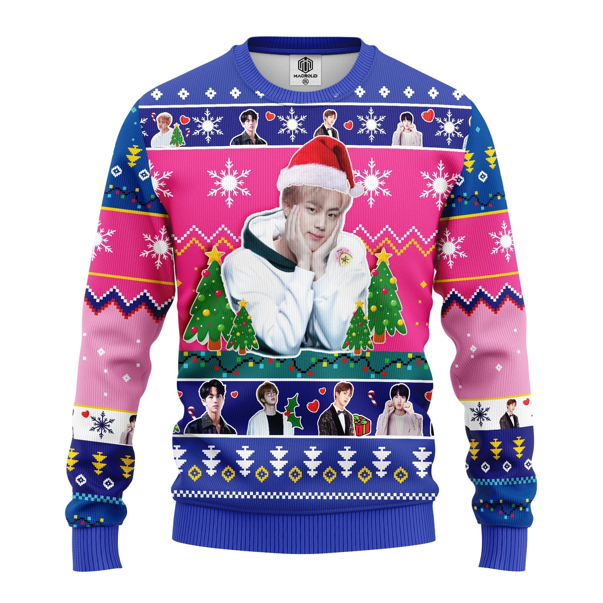 BTS Jin Ugly Christmas Sweater Pink - Perfect Thanksgiving Gift