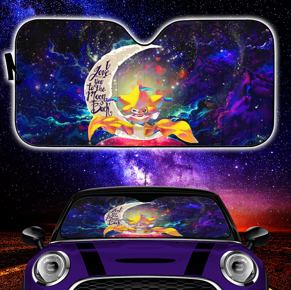Jirachi Pokemon Galaxy Car Sunshades - Love You To The Moon
