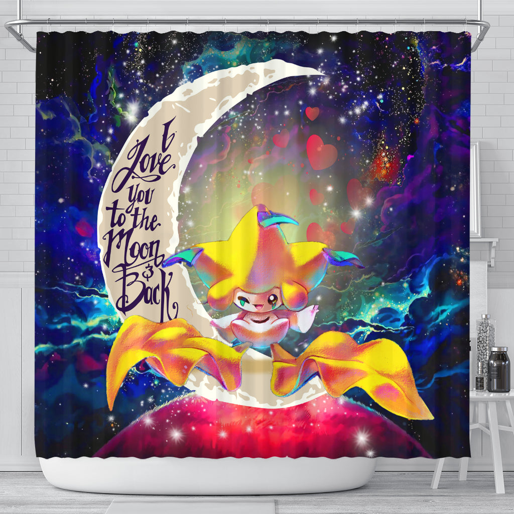 Jirachi Pokemon Galaxy Shower Curtain Love You To The Moon