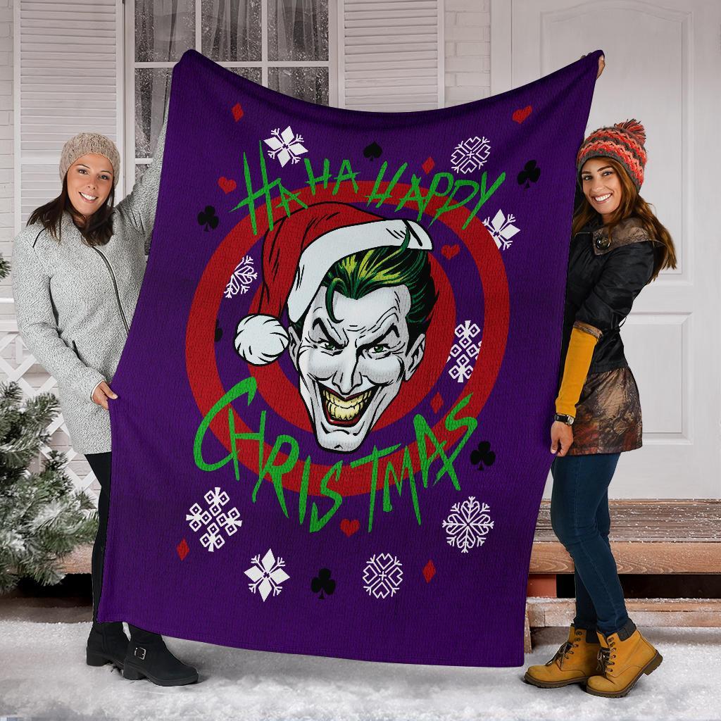 Joker Ha Ha Happy Christmas Custom Blanket for Home Decor