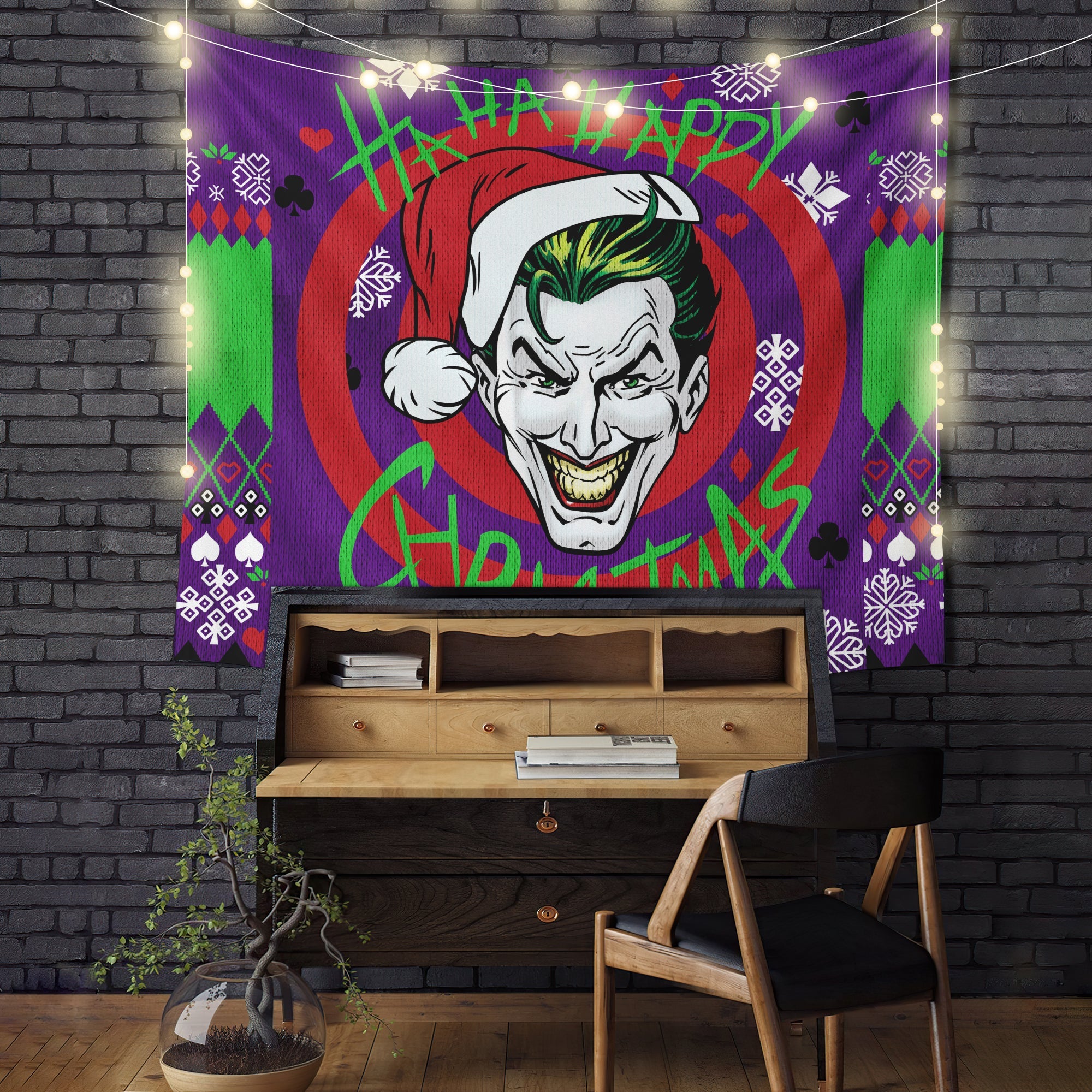 Joker Haha Christmas Wall Tapestry Holiday Room Decor