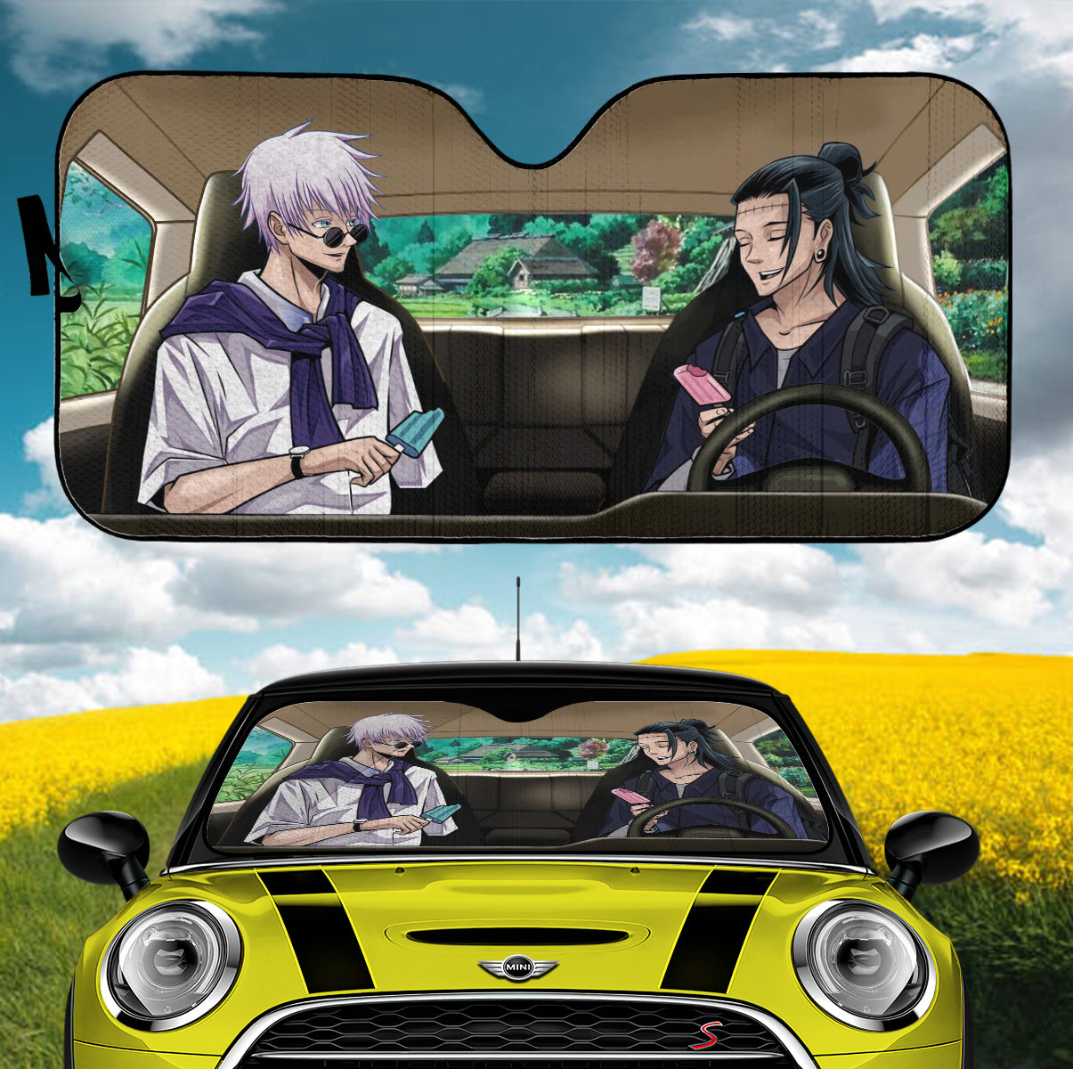 Jujutsu Kaisen Gojo Geto Sunshades for Car Auto Protection