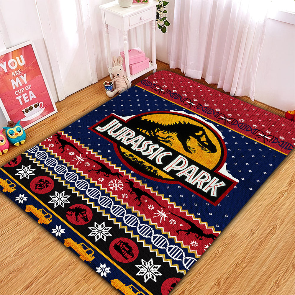 Jurassic Park Christmas Rug for Home Room Decor Carpet
