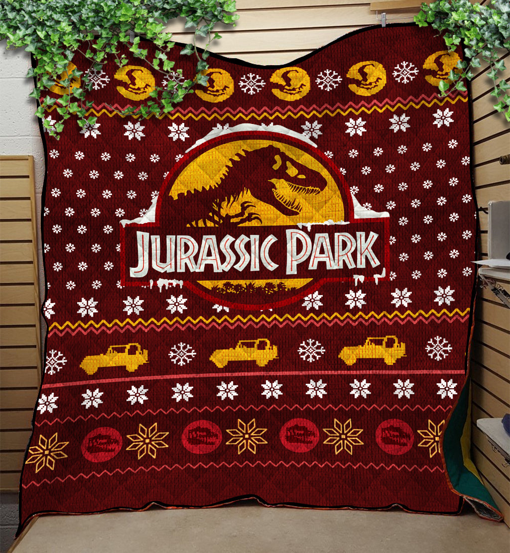 Jurassic Park Dinosaur Quilt Blanket for Christmas Holiday Decor