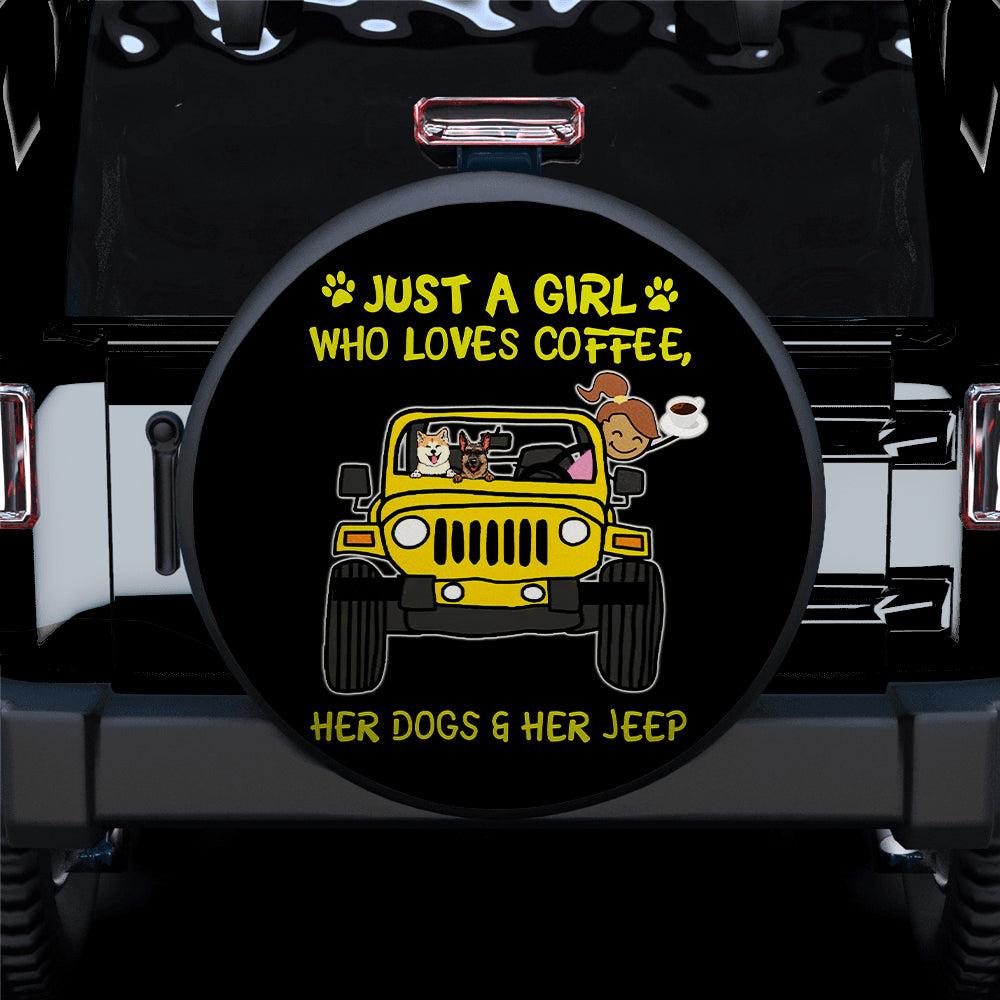 Yellow Jeep Spare Tire Cover for Coffee and Dog Lovers Campers