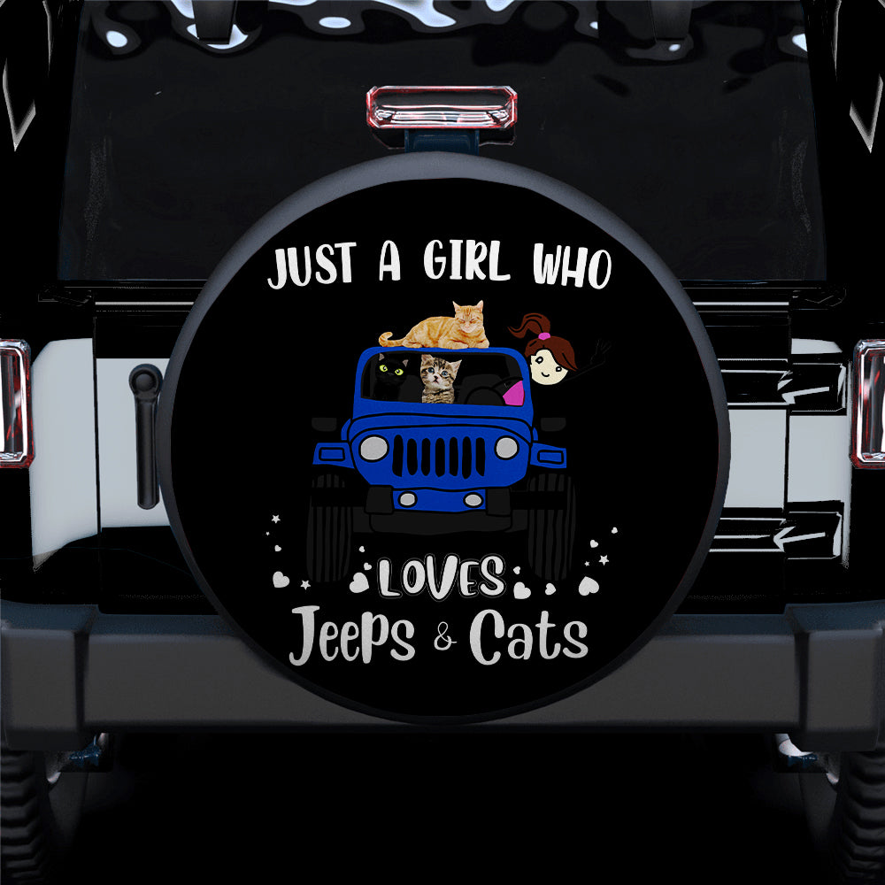 Jeep and Cat Lover Spare Tire Covers for Campers - Blue Design