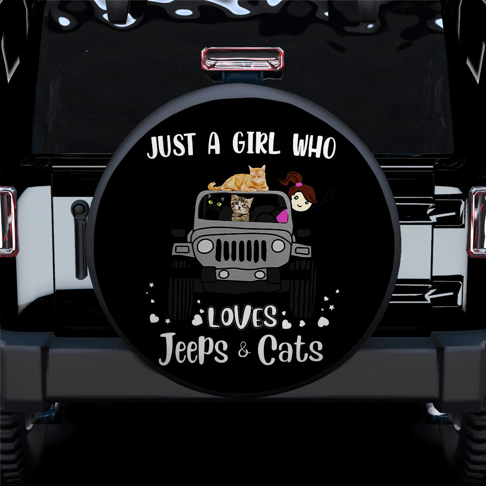 Jeep and Cat Lover Grey Car Spare Tire Covers Gift for Campers