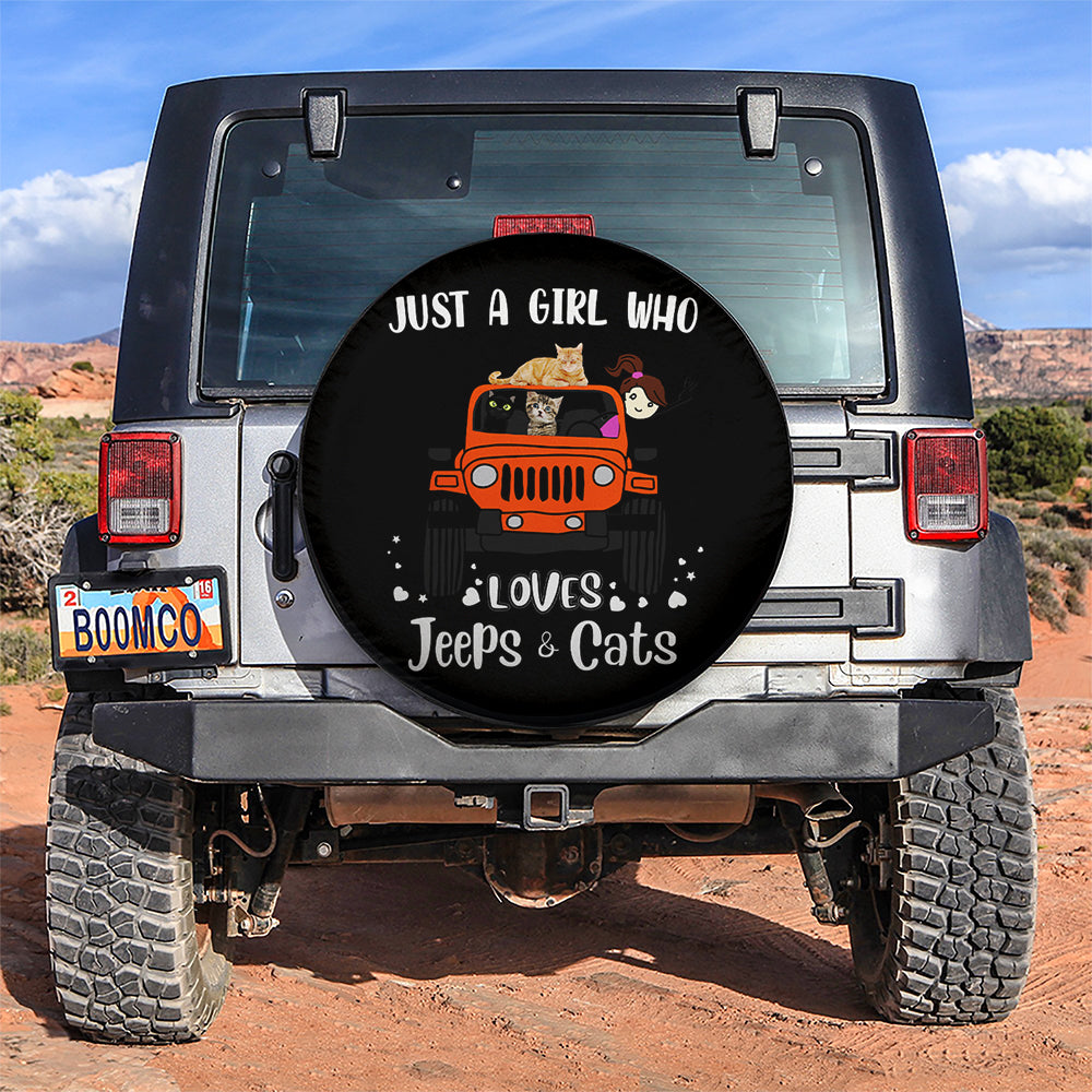 Jeep and Cat Lover Orange Spare Tire Covers for Campers Gift