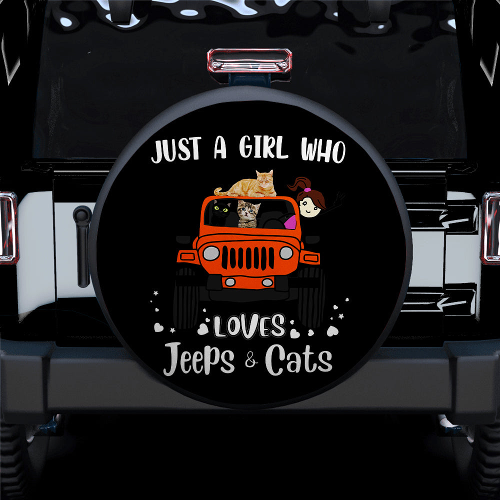 Jeep and Cat Lover Orange Spare Tire Covers for Campers Gift
