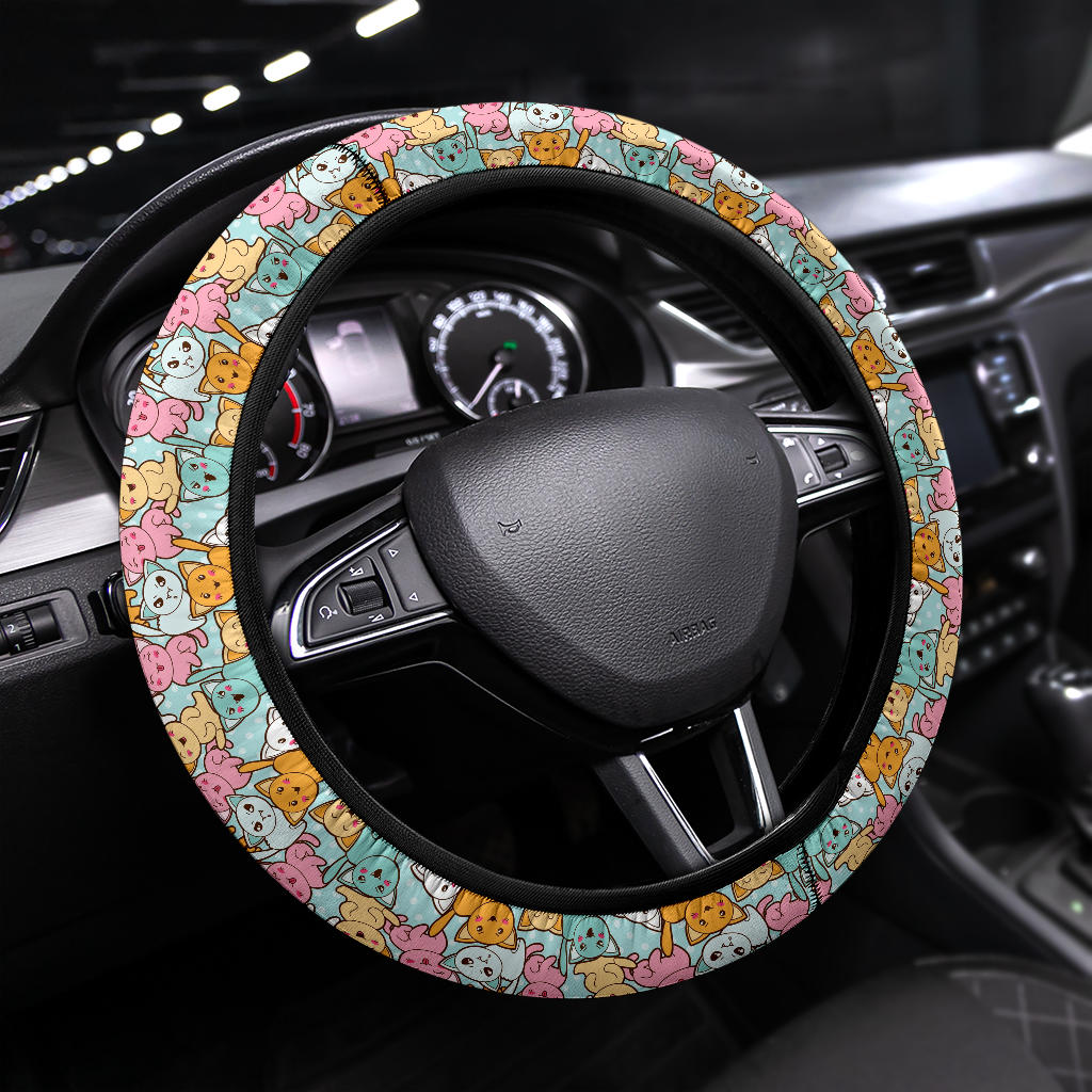 Cute Premium Cat Steering Wheel Cover for Cars - Kaiwai 7227