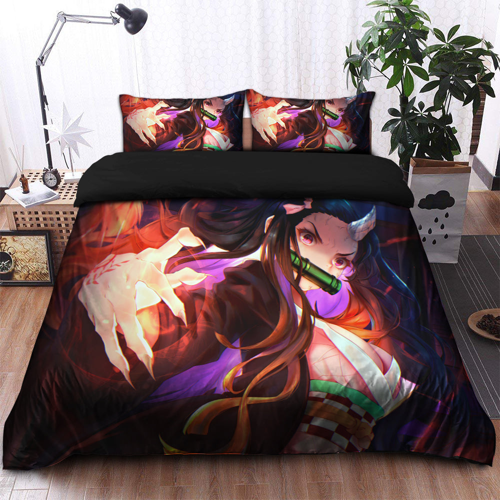 Kamado Nezuko Demon Slayer Duvet Cover Bedding Set with 2 Pillowcases