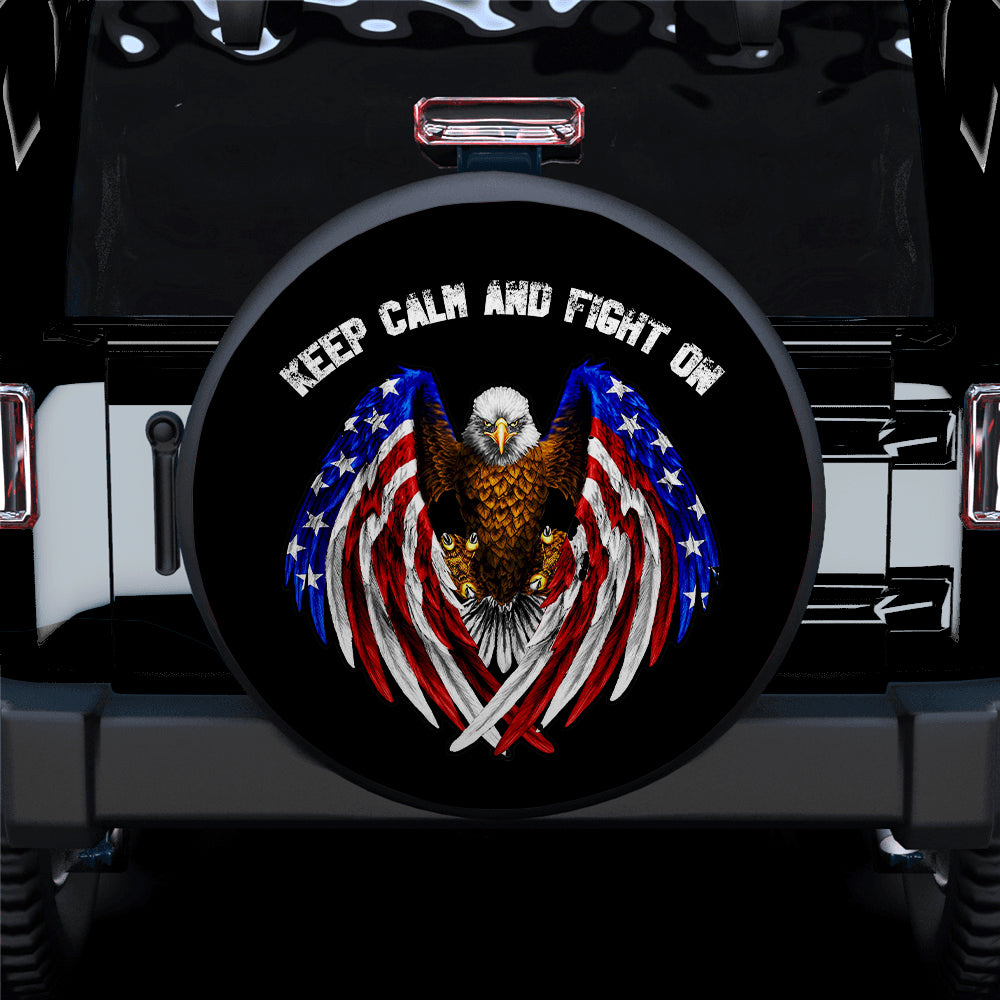 Keep Calm Fight On Spare Tire Cover for Jeep Campers Gift