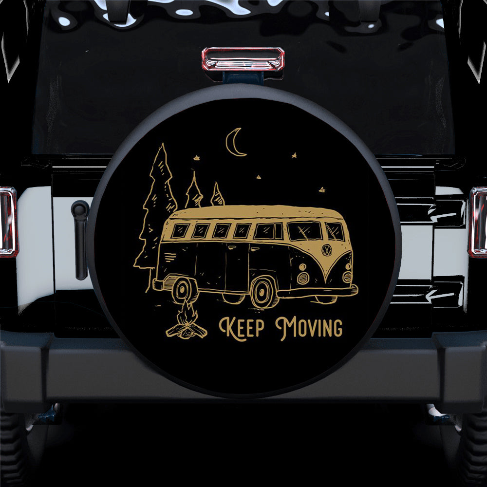 Hippie Jeep Car Spare Tire Cover for Campers - Keep Moving Camping Van