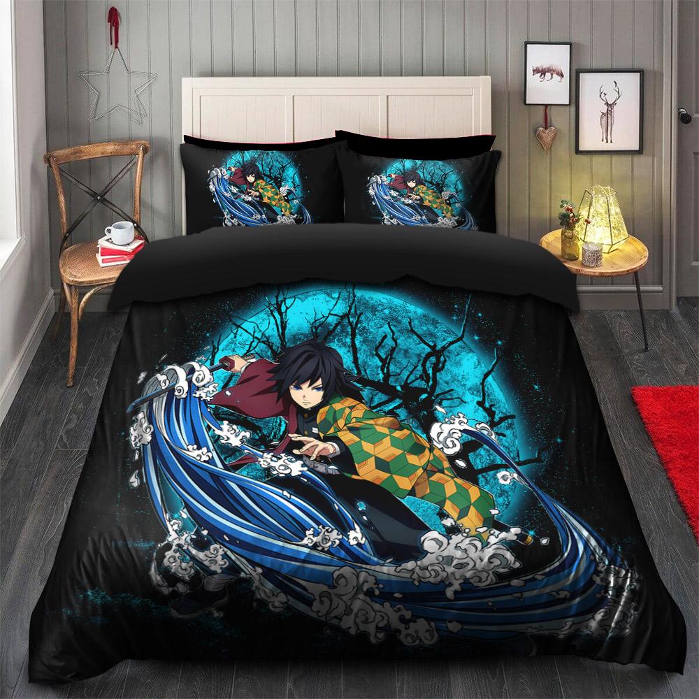 Giyuu Tomioka Kimetsu No Yaiba Moonlight Duvet Cover Bedding Set