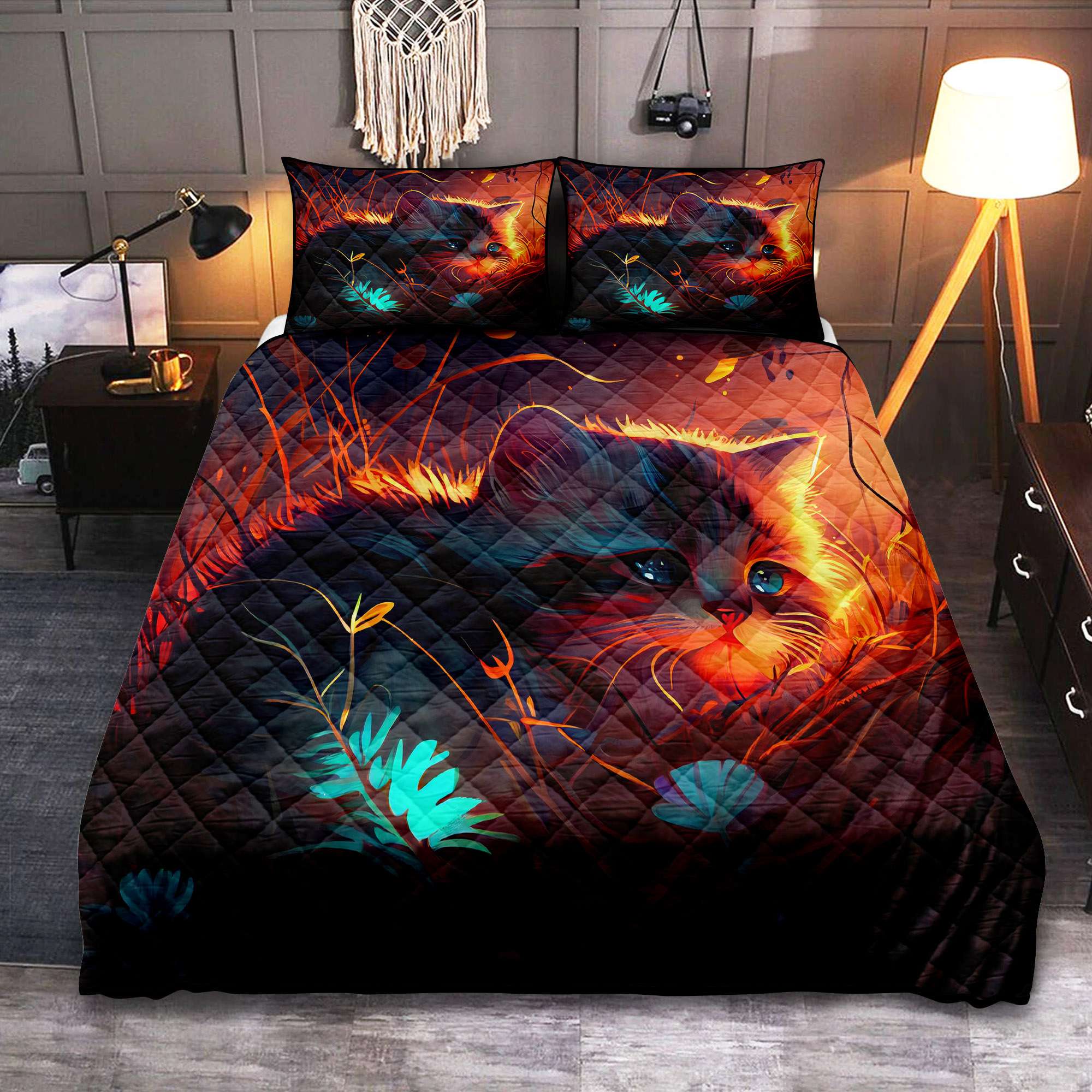 Kitten Grass Quilt Bed Sets for Cozy Cat Comfort Kitten
