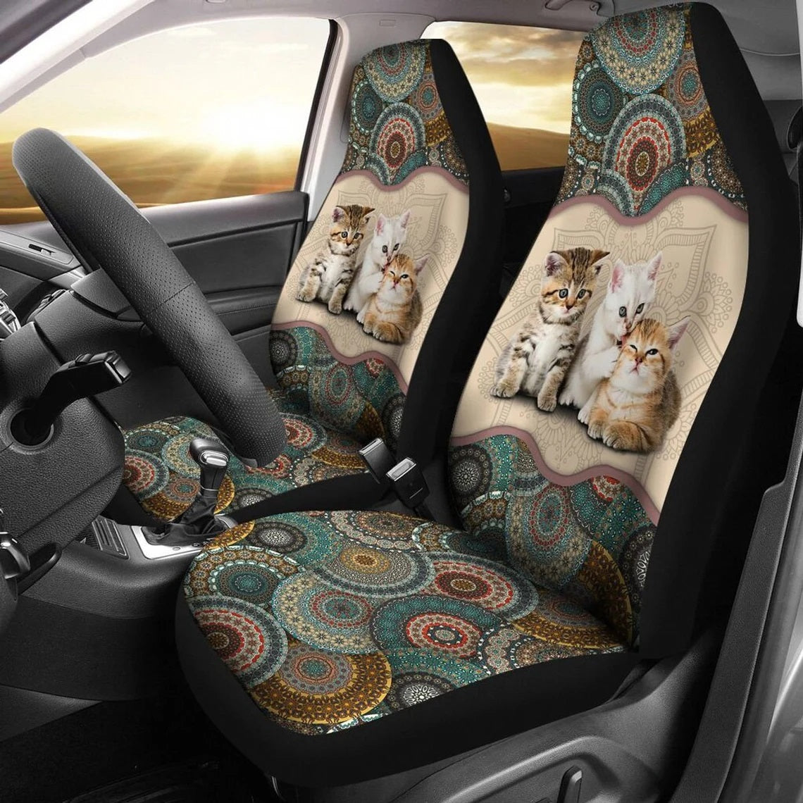 Custom Kitties Mandala Car Seat Covers for Cats and Kittens