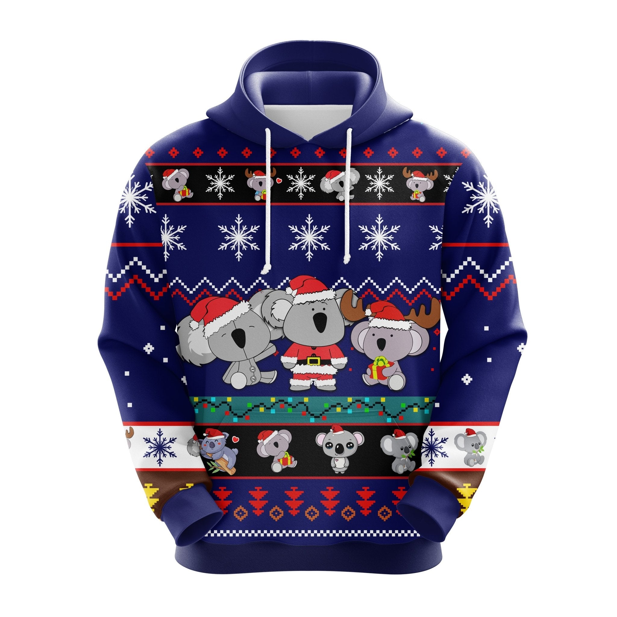 Cute Koala Christmas Ugly Hoodie Blue - Amazing Gift Idea