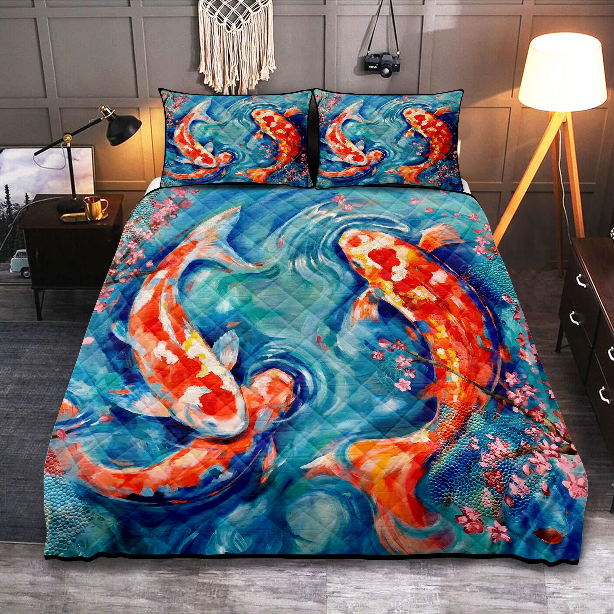 Koi Fish Design Bedding Set for Cozy Quilt Bed Sets
