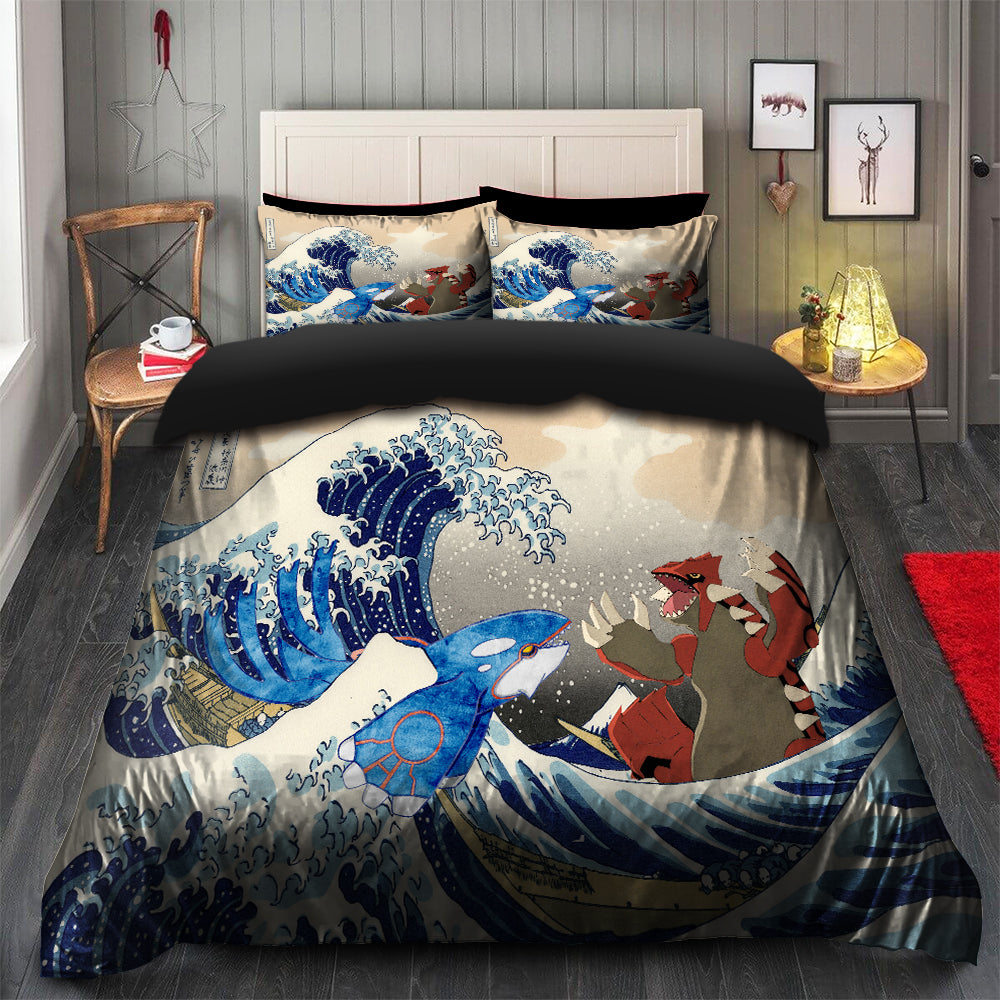 Kyogre Groudon Great Wave Japan Pokemon Duvet Cover Bedding Set