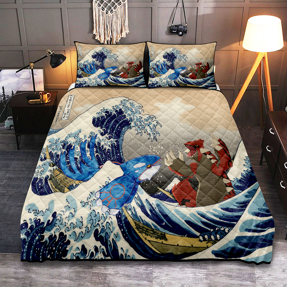 Kyogre Groudon The Great Wave Japan Pokemon Quilt Bed Set