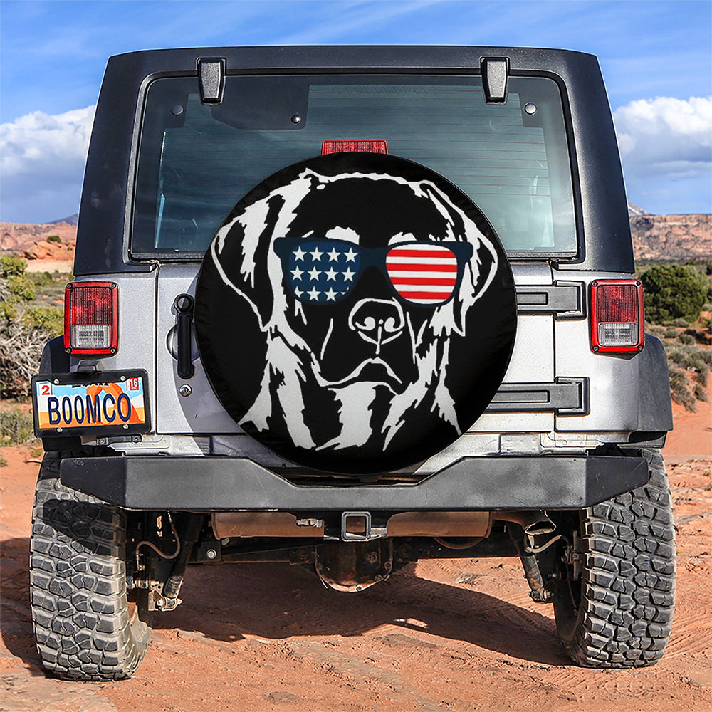 Labrador Dog US Flag Jeep Tire Covers Gift for Campers and Travelers