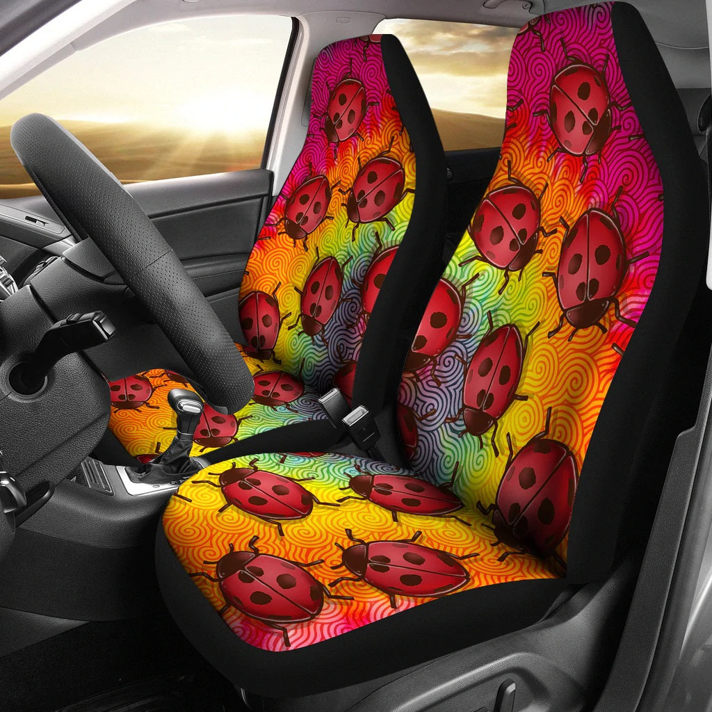 Ladybug Swirl Car Seat Cover - Cute Automotive Accessory for Kids