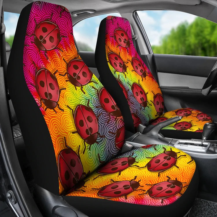 Ladybug Swirl Car Seat Cover - Cute Automotive Accessory for Kids