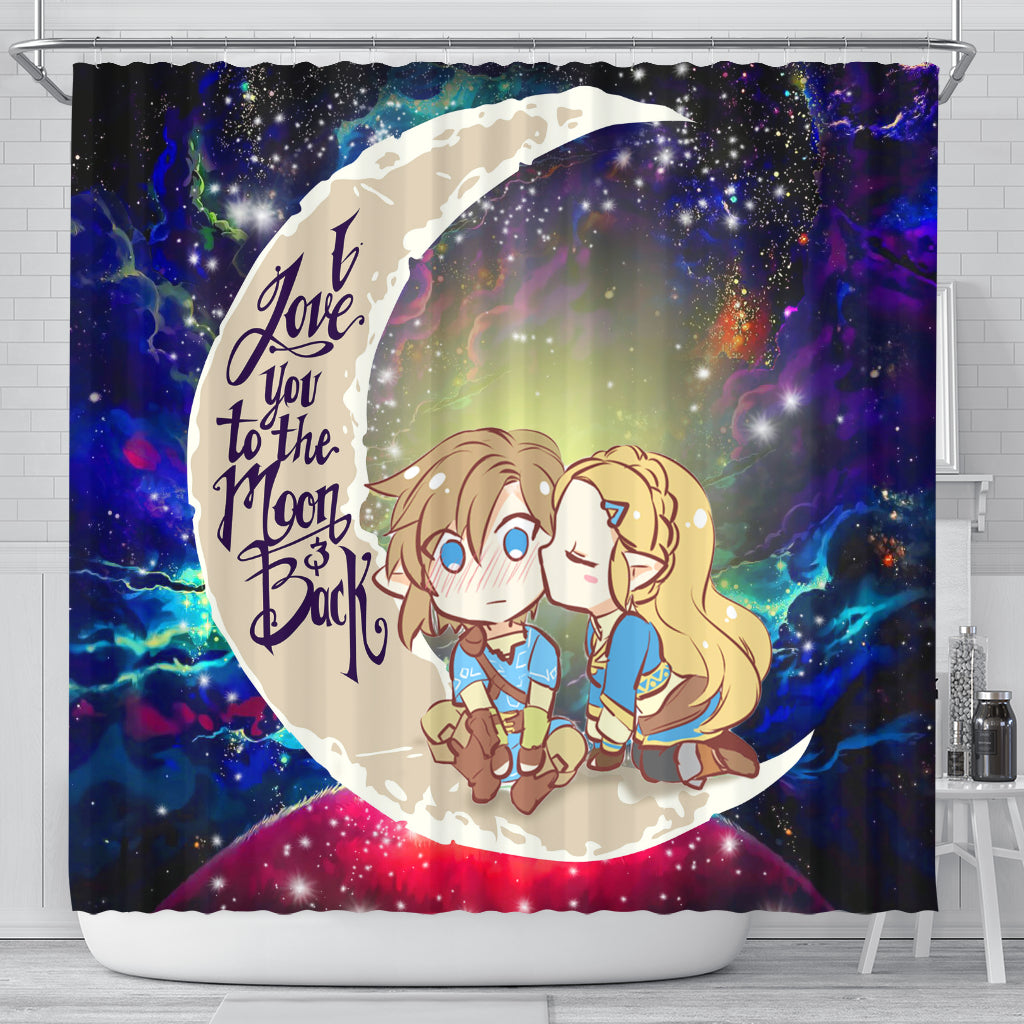 Legend of Zelda Chibi Couple Love You to the Moon Shower Curtain
