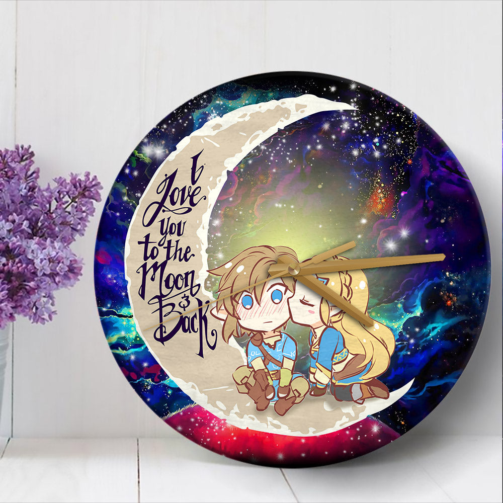 Zelda Chibi Love You To The Moon Galaxy Wood Wall Clock