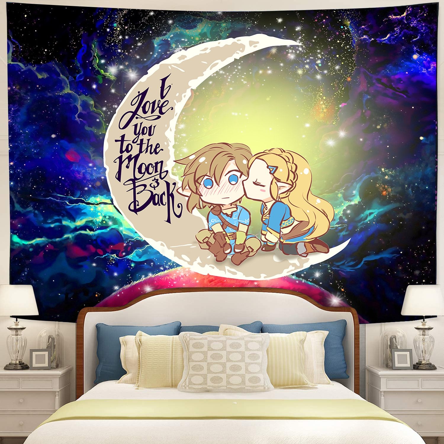 Legend of Zelda Chibi Moon Galaxy Tapestry for Room Decor