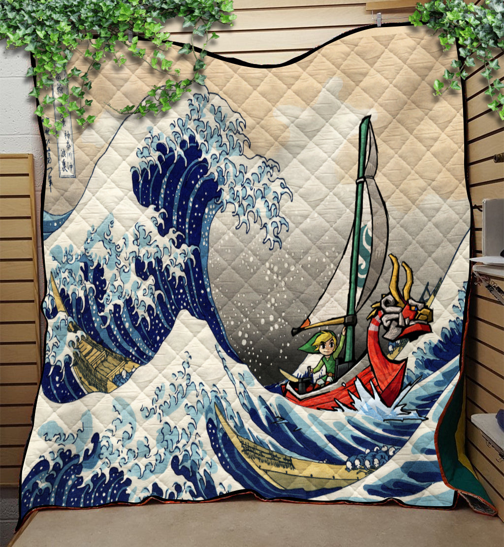 Legend of Zelda Great Wave Japan Art Quilt Blanket