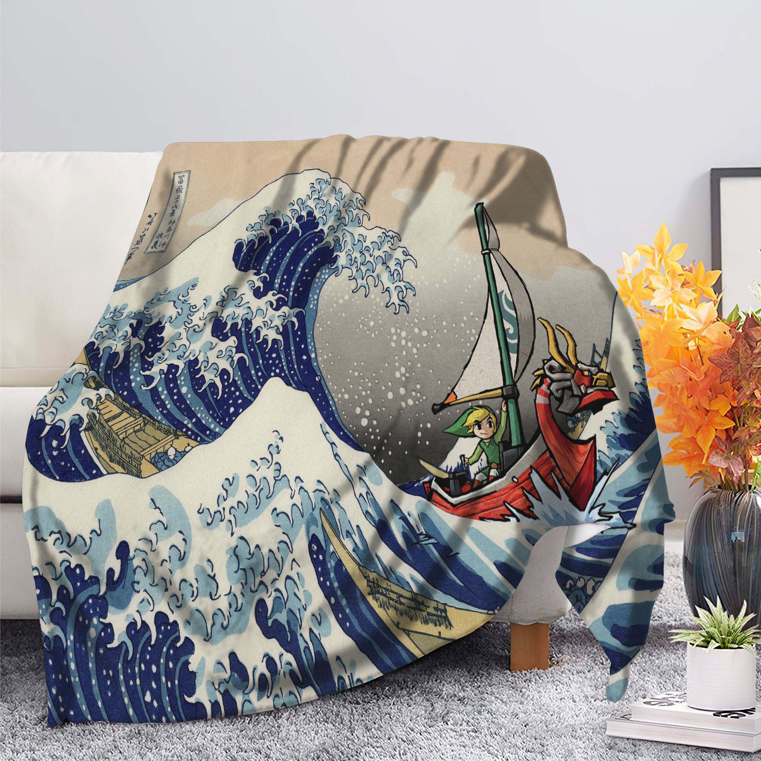 Zelda The Great Wave Blanket - Premium Soft Cozy Throw Blanket
