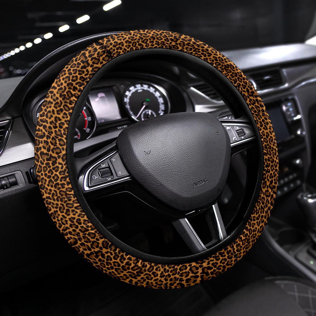 Leopard Print Car Steering Wheel Cover for Premium Vehicles