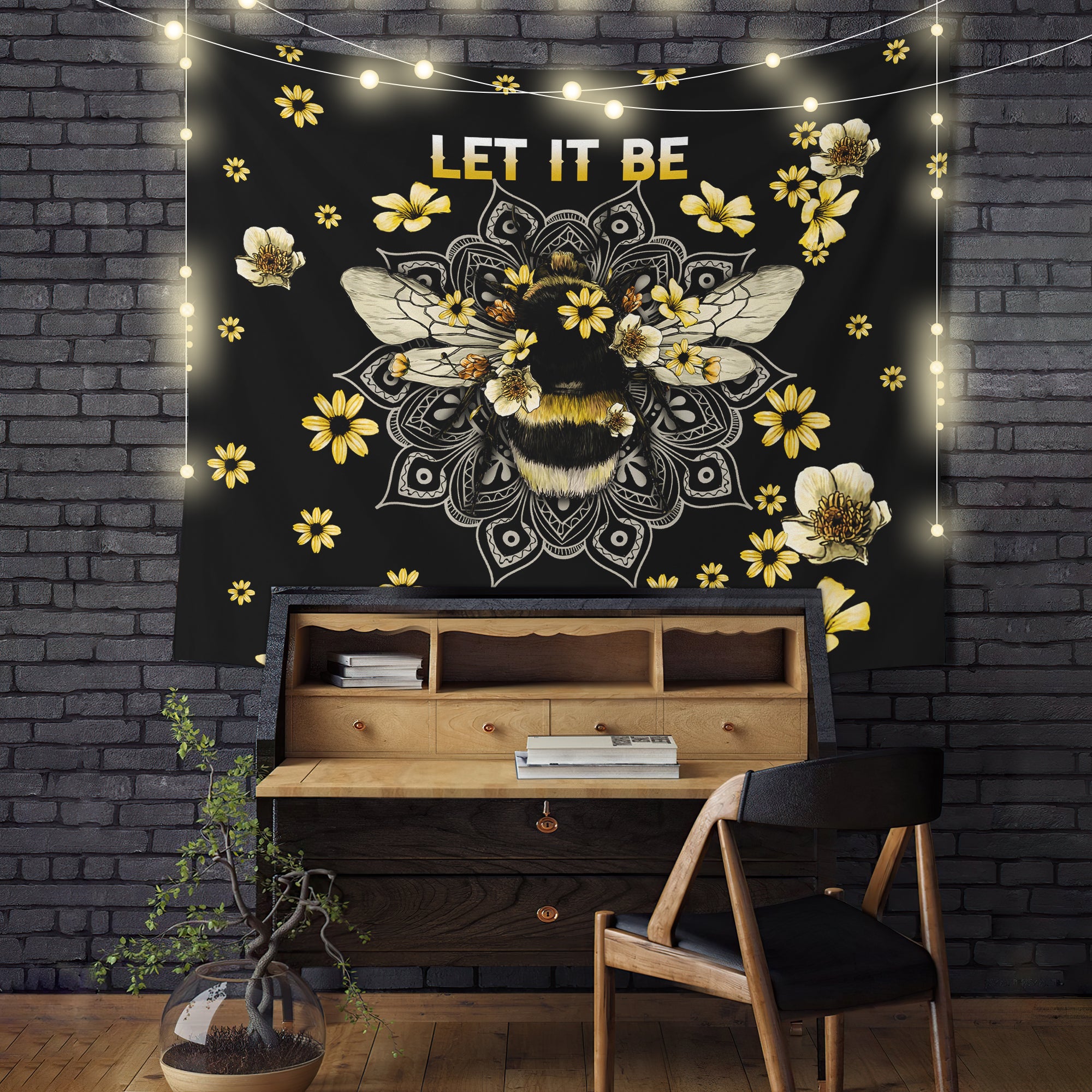 Bee-Inspired Wall Art Tapestry for Home Decor Let It