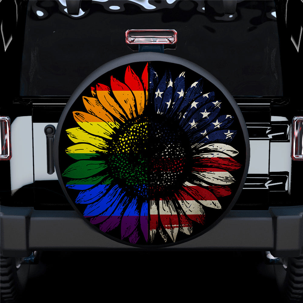 LGBT Sunflower Jeep Car Spare Tire Cover Gift for Campers in USA