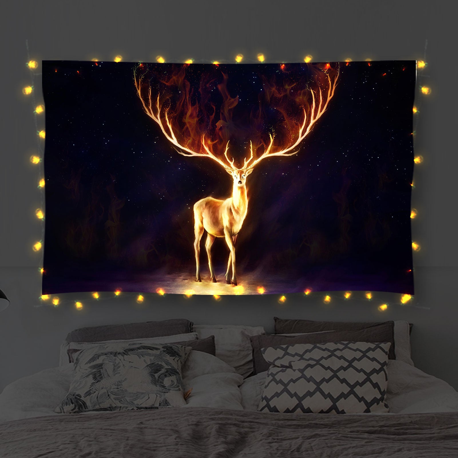 Light Deer Wall Hanging Tapestry for Room Decor Light