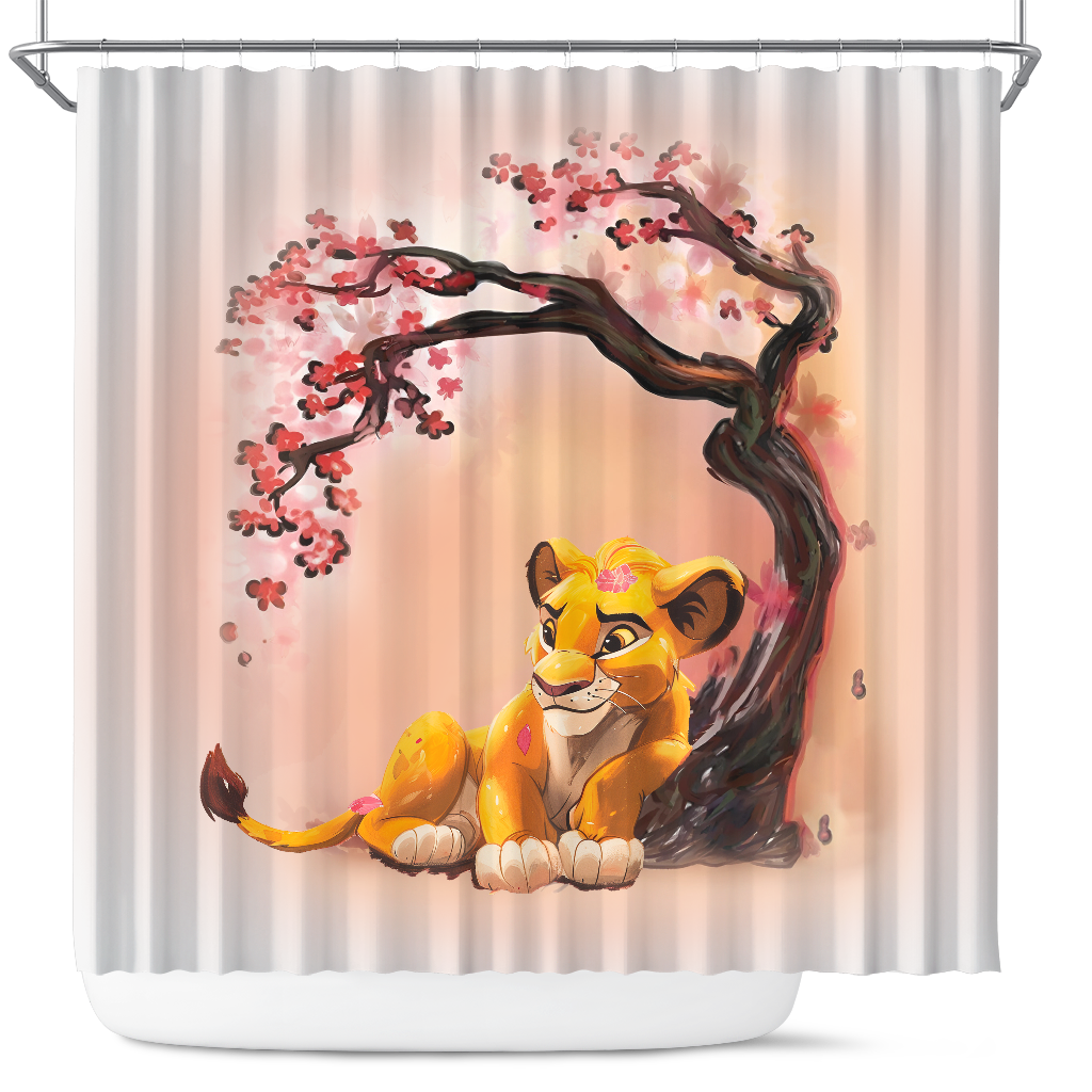 Simba Lion King Cherry Blossom Japan Shower Curtain