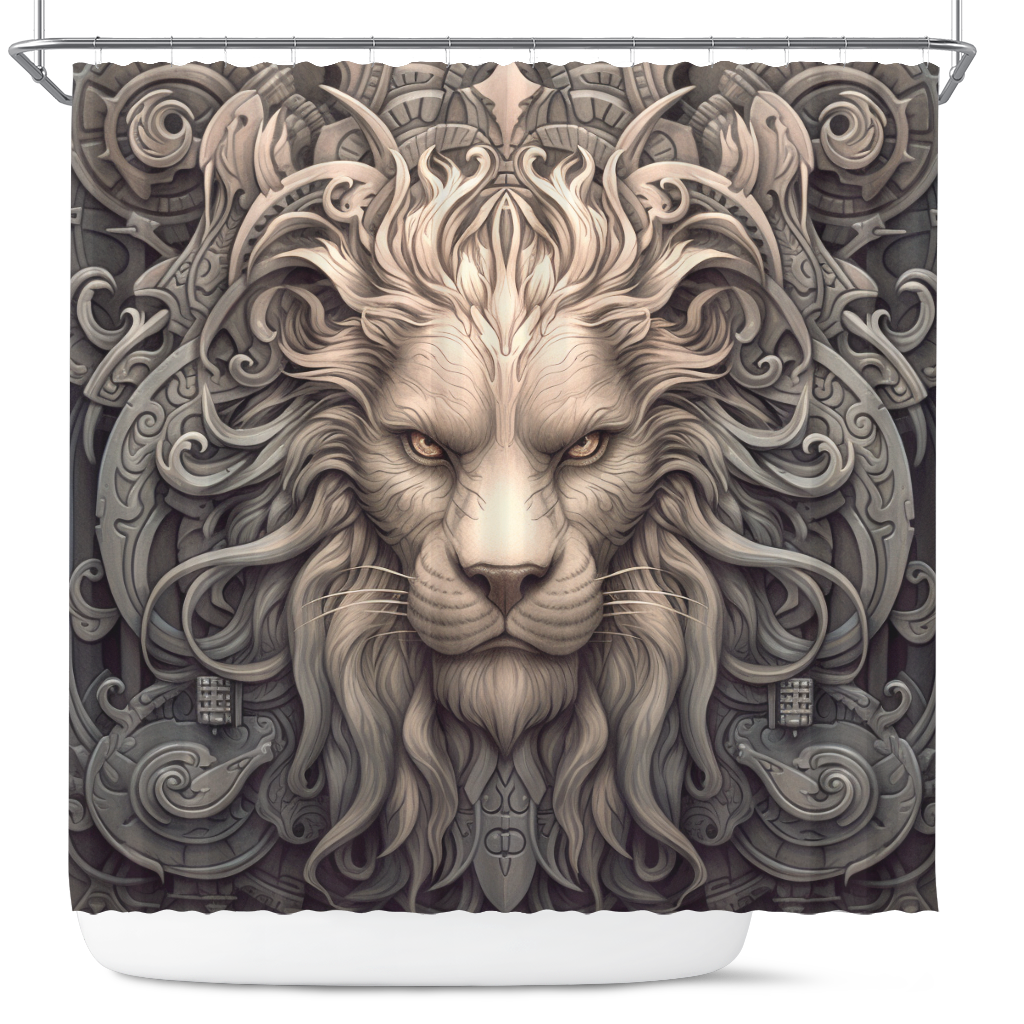 Lion-Themed Waterproof Shower Curtain for Bathroom Décor