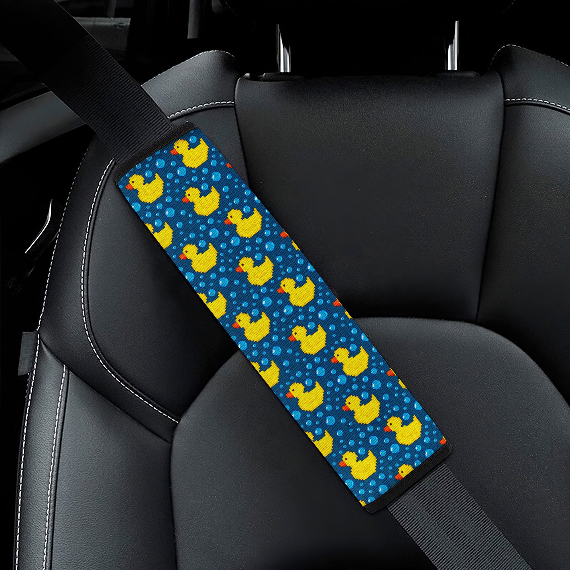 Premium Yellow Duck Car Seat Belt Covers by Little Pixel