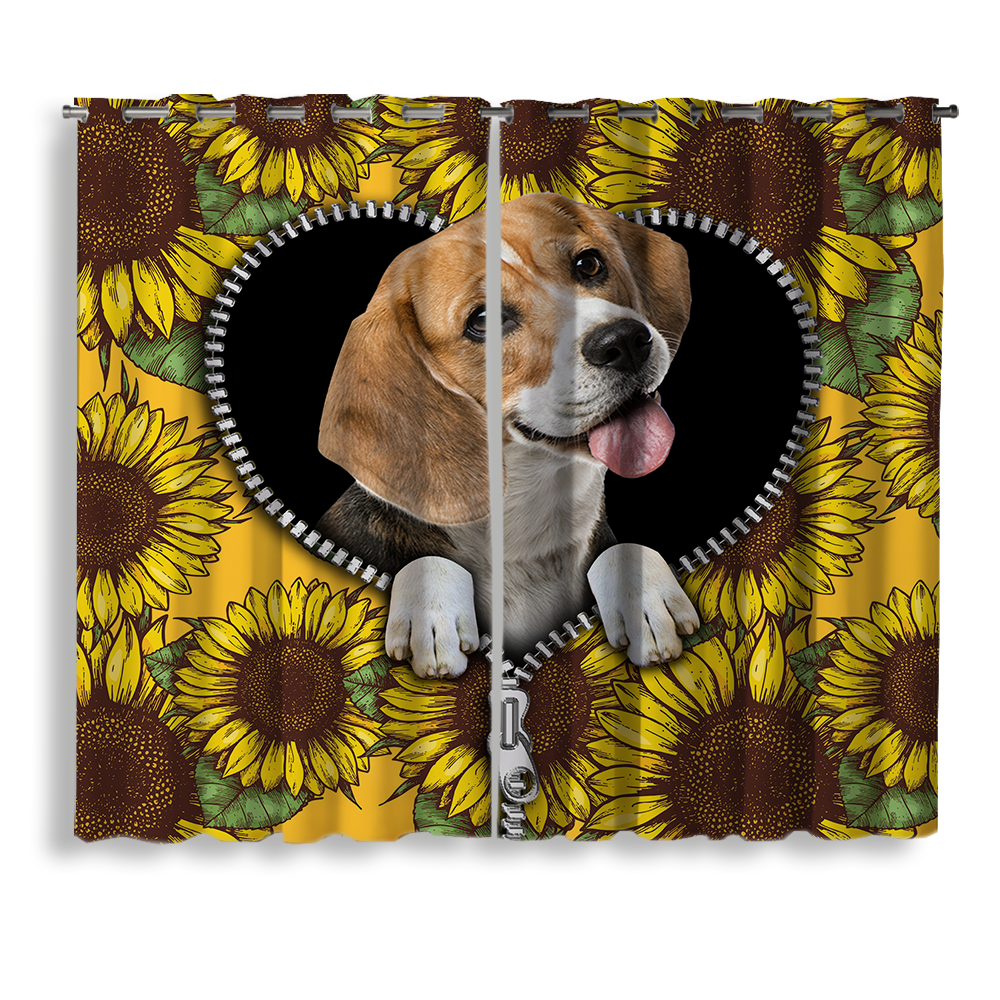 Sunflower Pattern Zippered Window Curtain for Home Decor