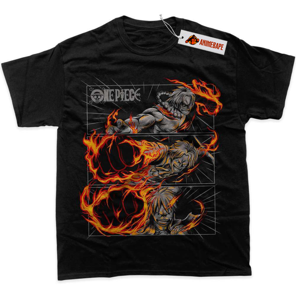 One Piece Luffy Ace Sabo Anime Graphic Tee Shirt for Fans