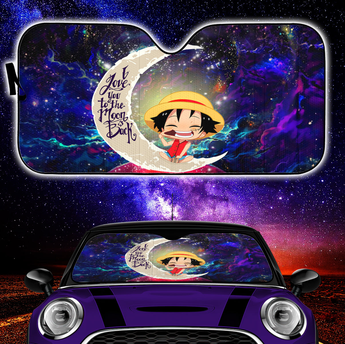 One Piece Luffy Galaxy Car Sunshades - Love You To The Moon