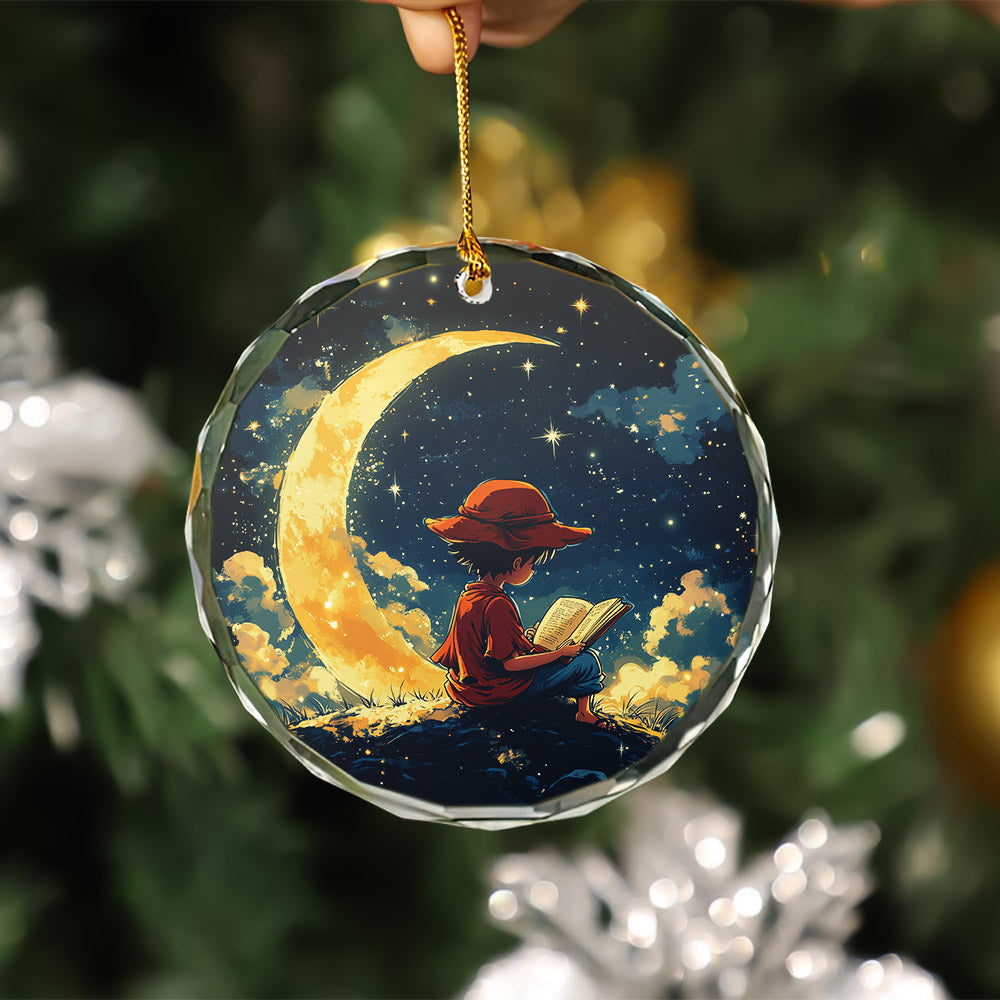 Luffy Crescent Stained Glass Ornament for Christmas Holiday Gift