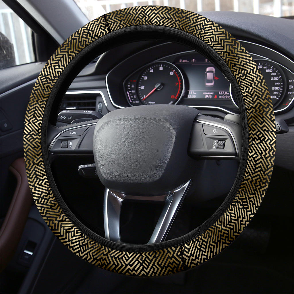 Premium Luxury Gold & Black Car Steering Wheel Cover 7066