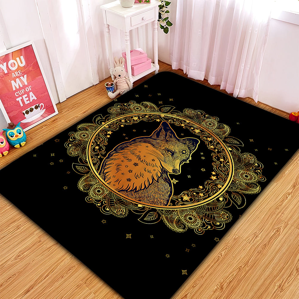 Mandala Fox Design Area Rug for Home Room Decor Carpet