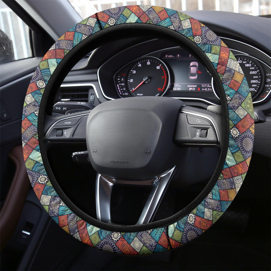 Premium Mandala Pattern Abstract Car Steering Wheel Cover