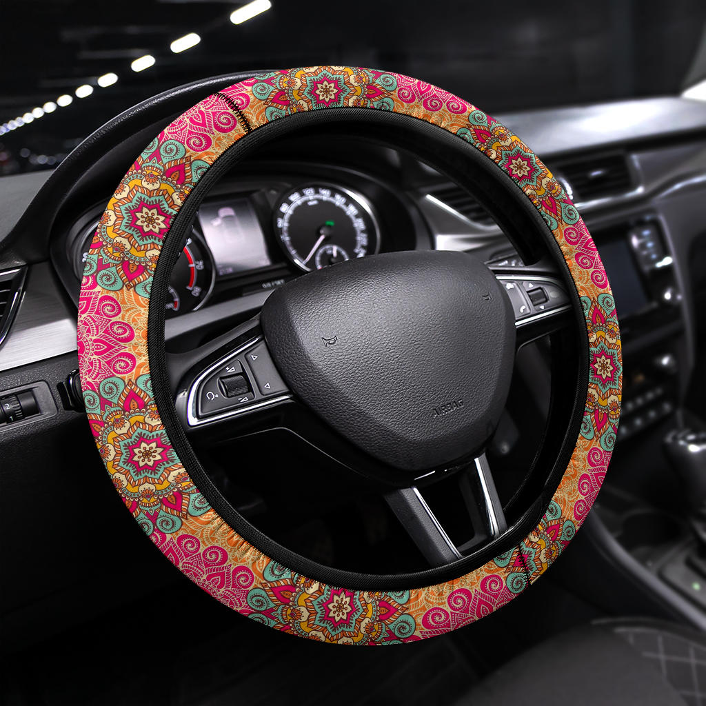 Premium Mandalas Pattern Car Steering Wheel Cover for Comfort