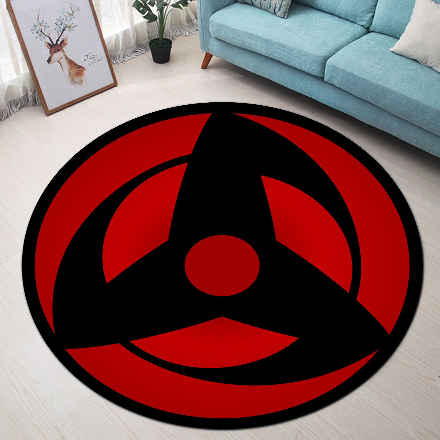 Kakashi Mangekyou Sharingan Round Carpet Rug for Bedroom Living Room